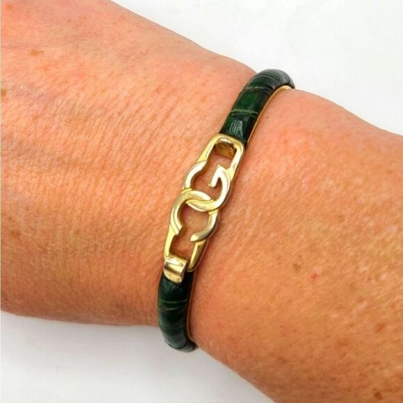 Vintage GUCCI Bracelet,  24 kt gold plated snakeskin - Picture 2 of 9